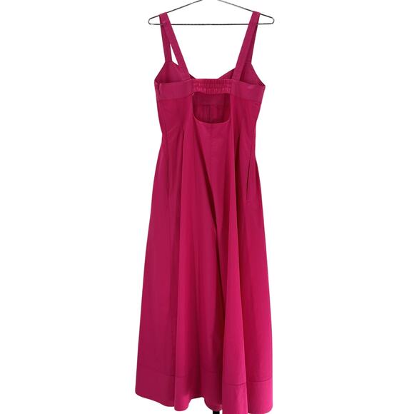 La Ligne Pleated Magenta Cotton Poplin Midi Dress Size 10 - Picture 3 of 4